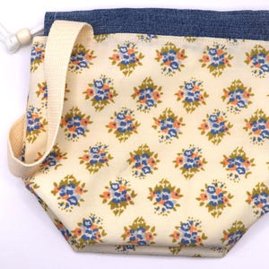 Bolsa para proyectos de tejido – Tela floral – Bolsa pequeña para hilo, almacenamiento de proyectos en proceso, imagen 5