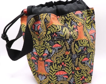 Bolsa para proyectos de tejido – Seta del bosque - Bolsa pequeña para lana, almacenamiento de proyectos en curso