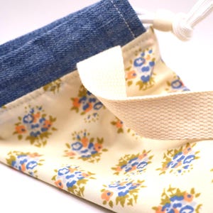 Bolsa para proyectos de tejido – Tela floral – Bolsa pequeña para hilo, almacenamiento de proyectos en proceso, imagen 8