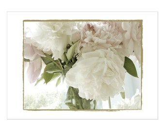Vintage Style Floral Note Card,  Peony Photo Card,  Blank Greeting Card