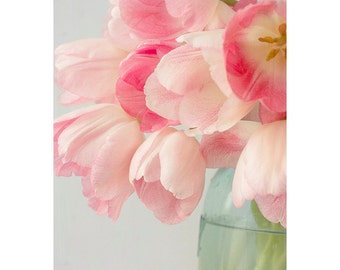 Pink Tulip Floral Art Print: Original Pastel Flower Photography