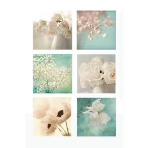 Ethereal Flower Art Prints: Shabby Chic Gallery Wall Set of 6