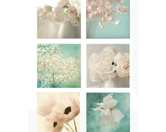 Ethereal Flower Art Prints: Shabby Chic Gallery Wall Set of 6
