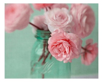 Impression de renoncule rose, Art mural floral, Photo de fleur, Art de la chambre