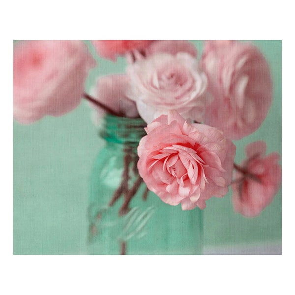 Pink Ranunculus Print,   Floral Wall Art,  Flower Photo, Bedroom Art