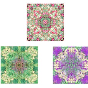 Peaceful Zen Art Print Set of 3, Flower Mandalas image 2