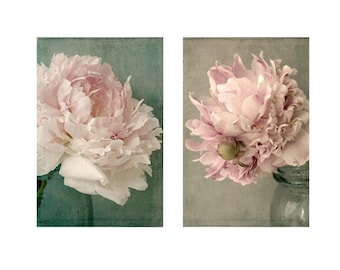 Peony Floral Art Print Set of 2,  French Country Wall Decor