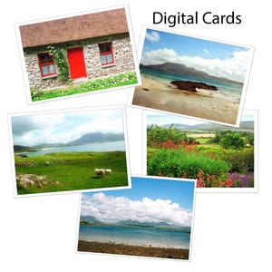 Digital Cards, Set of 5 Printable Cards of Ireland, 5 x7 inches, Irish Landscapes