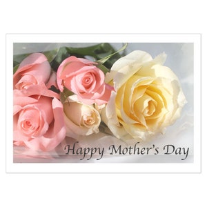 Tarjeta de felicitación de rosas, tarjeta de nota floral en blanco imagen 1