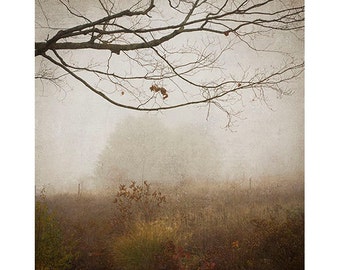 Misty Landscape Photography, Rustic Wall Decor,  Earth Tone Wall Art, Sepia Print