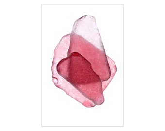 Red Beach Glass Minimalist Geometric Art, Abstract Shapes Photography