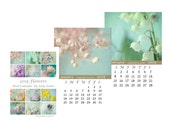 2015 Floral Art Calendar, 2015 Desk Calendar,  Flower Photo Desk Calendar,  5 x7, Stocking Stuffer, Cottage Chic  Decor