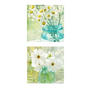 White Daisy Floral Print Set of Two: Flower Photography