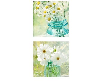 White Daisy Floral Print Set of Two: Flower Photography