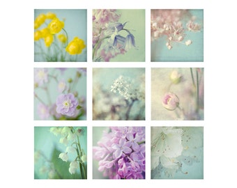 Flower Print Set of 9,  Ethereal Flower Art, Flower Photographs