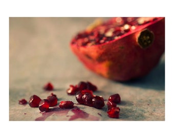 Pomegranate Print, Food Photography, Kitchen Art, Still Life Photography,  Rustic Wall  Decor