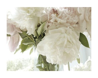 Peony Floral Peony Art Print: Pastel Vintage Style Photograph