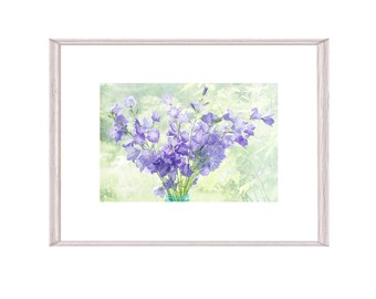 Printable Blue Floral Art Print, Digital Still Life Photograph