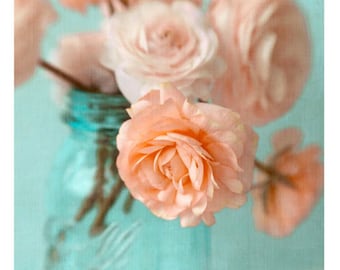 Apricot Ranunculus Floral Still Life: Original Flower Photography