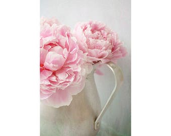 Pink Peony Art Print, Still Life Photograph, Floral Wall Art, Romantic Bedroom Decor, French Country Print