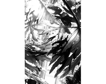 Contemporary Abstract Photograph, Black and White Tropical Leaf Print, Monstera Print, Modern Decor