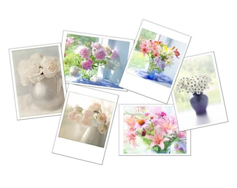 Ensemble de cartes de vœux fleuries, cadeau pour mère, grand-mère, cartes de notes vierges, lys, pivoine, tulipe, rose, marguerite