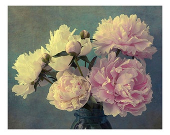 Peony Still Life Photography, Boho Wall Decor, French Country Flower PeonyArt Print