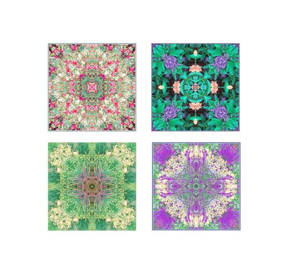 Flower Mandala Print Set of 4, New Age Zen Decor