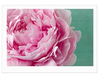 Mother's Day Floral Note Card, Pink Peony Photo Greeting Card, Flower Blank Card