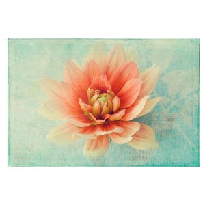 Dahlia Floral Art: Coral Mint Flower Wall Decor