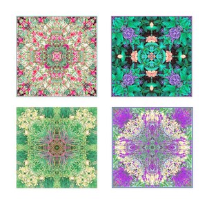 Flower Mandala Wall Art, Print Set of 4, New Age Zen Decor