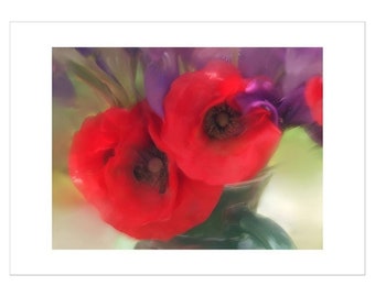 Red Poppy Greeting Card, Blank Card, Floral Note Card, Flower Photo Card