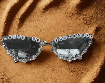 Occhiali da sole personalizzati per matrimonio, addio al nubilato, regalo per la sposa, moglie dell&#39;evento, fidanzamento, futura sposa, diamanti brillanti
