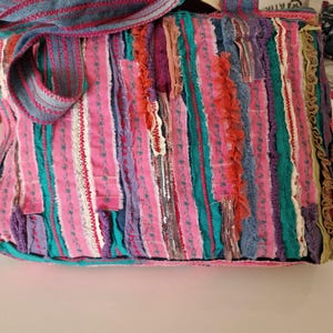 Handmade Colorful Denim Linen Shoulder Bag - XXXL Tote