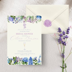Bridgerton, Bridal Shower Invitations, Floral Garden Party, Elegant Invitation, Floral Frame Regency Invitation, Bridgerton Bridal Shower