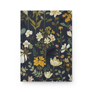 Dark Floral Journal | Hardcover Matte Notebook, Vintage Botanical Pattern image 1