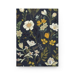 Dark Floral Journal | Hardcover Matte Notebook, Vintage Botanical Pattern image 2