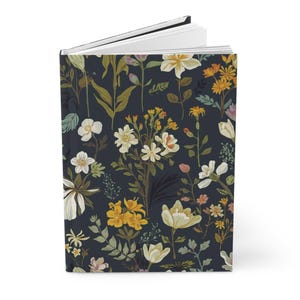 Dark Floral Journal | Hardcover Matte Notebook, Vintage Botanical Pattern image 3