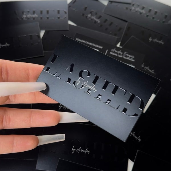 Glossy Embossed Business Card Template: Beauty Salon & Lash Design (Canva Editable)