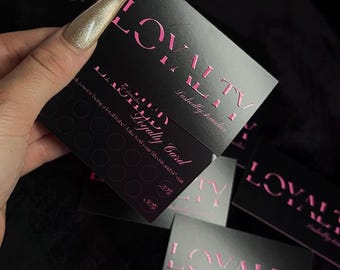 Glossy Embossed Loyalty Business Cards Template : Beauty Salon Lash Hair Makeup Card Design Canva Editable Template Customizable DIY