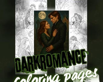 Gothic Romance Coloring Pages | Fantasy Couple Art (Printable PDF)