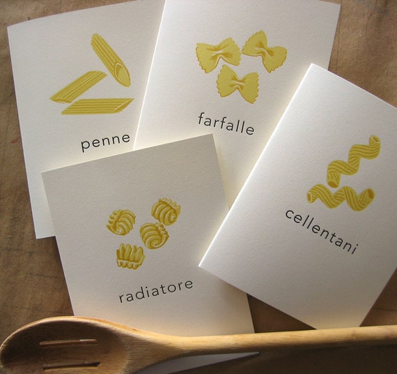 Items similar to Mixed Pasta Cards Set of 8 on Etsy