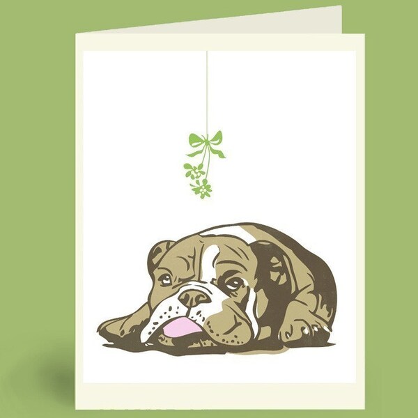 Bulldog and Mistletoe - Holiday Card Set