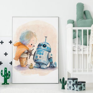 Star Wars Inspired Nursery Art - Little Star Gazer, Galactic Baby Room Decor, Sci-Fi Wall Download