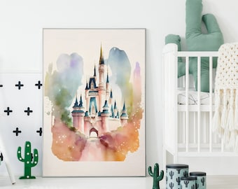 Boho Style Magic Kingdom Kinderzimmer Wand Kunst - Wunderlicher Aquarell Druck für Babys Zimmer