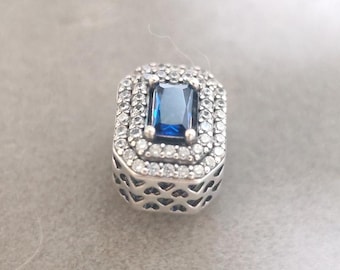 Sterling Silver Sparkling Blue CZ Charm for Pandora Bracelet