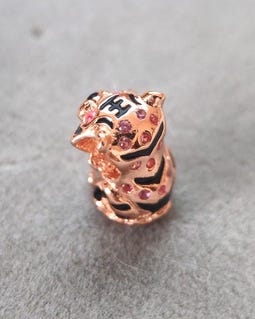 パンドラブレスレット用ローズゴールドピンクCZタイガーチャーム
