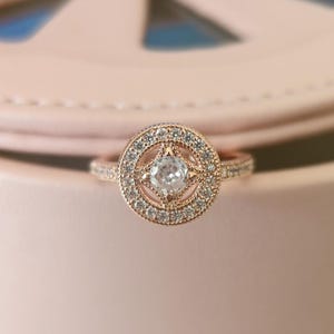 エレガントなヴィンテージサークルリング、女性用リング、ファッションジュエリー、彼女へのギフト、ローズゴールドメッキ