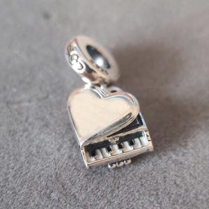 Sterling Silver Piano Charm: Black and White Dangle Pendant