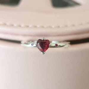 Funkelnder roter Herzring, Ringe für Frauen, Modeschmuck, Geschenk für sie 925 Sterlingsilber